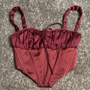 House of CB Deep Red Satin Corset Top